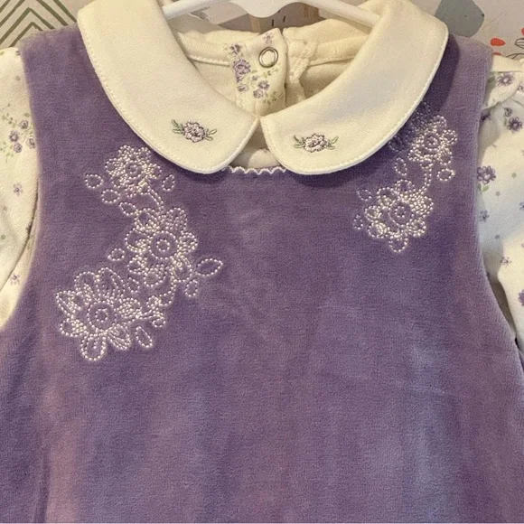 90s Little Me Lavender Peter Pan Collar Embroidered  Jumper Floral Blouse NWT - Picture 3 of 13
